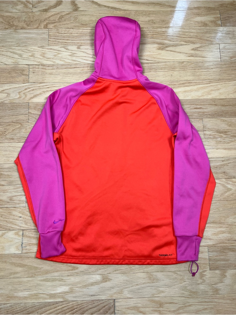 Nike Women’s Therma-FIT Colorblock Pullover Hoodie in Bright Orange & Purple - Picture 5 of 11